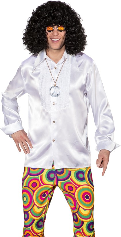 Rüschen Hemd weiß, Satin 