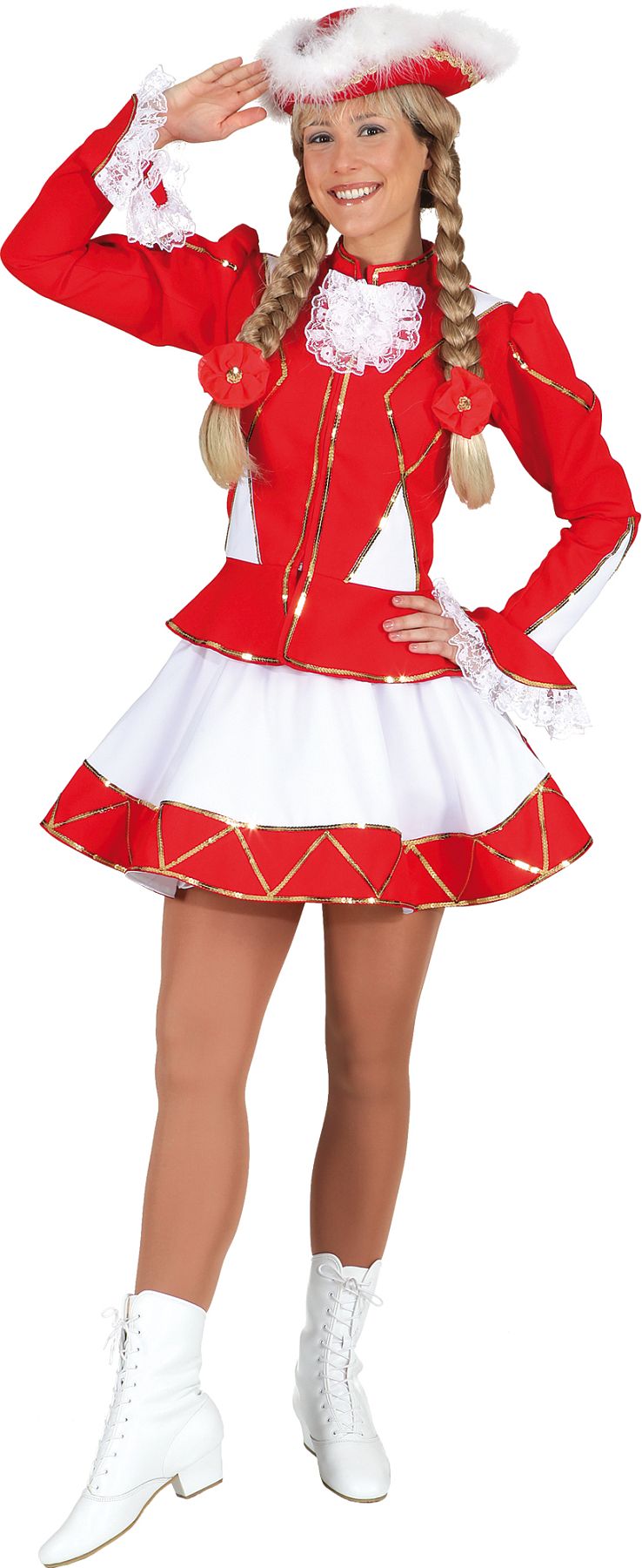 Costume étencielle, rouge-blanc à bordure dorée
