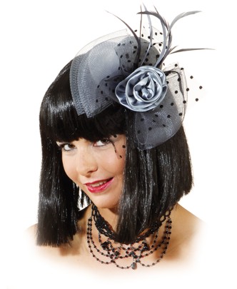 Mini chapeau à décoration florale, gris