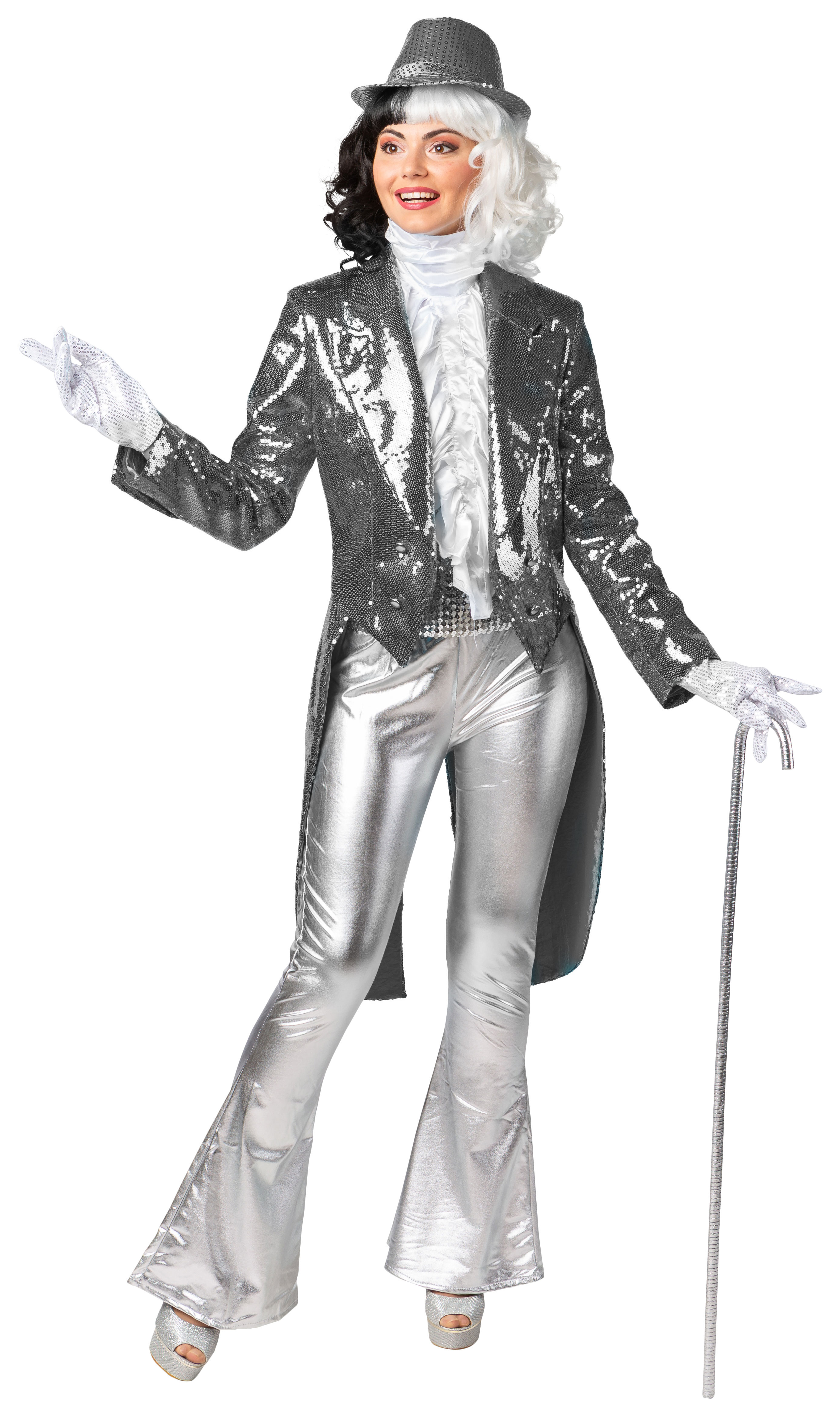 Women's tailcoat with sequins, silver