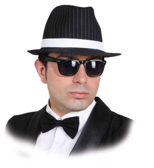 Gangster hat, black with fine stripes