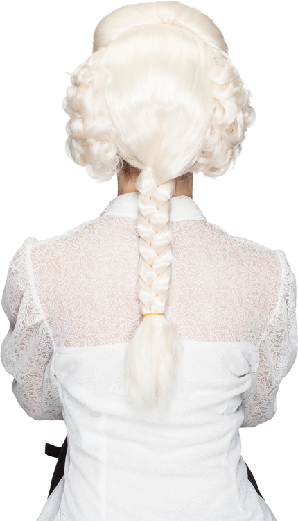 braided wig with plait, cream-white