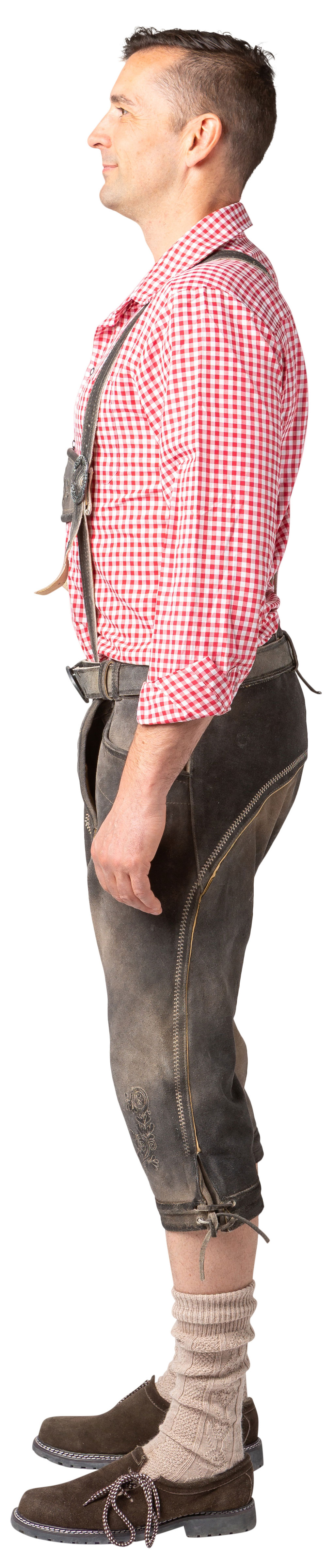 Knee breeches cowhide leather, stone gray