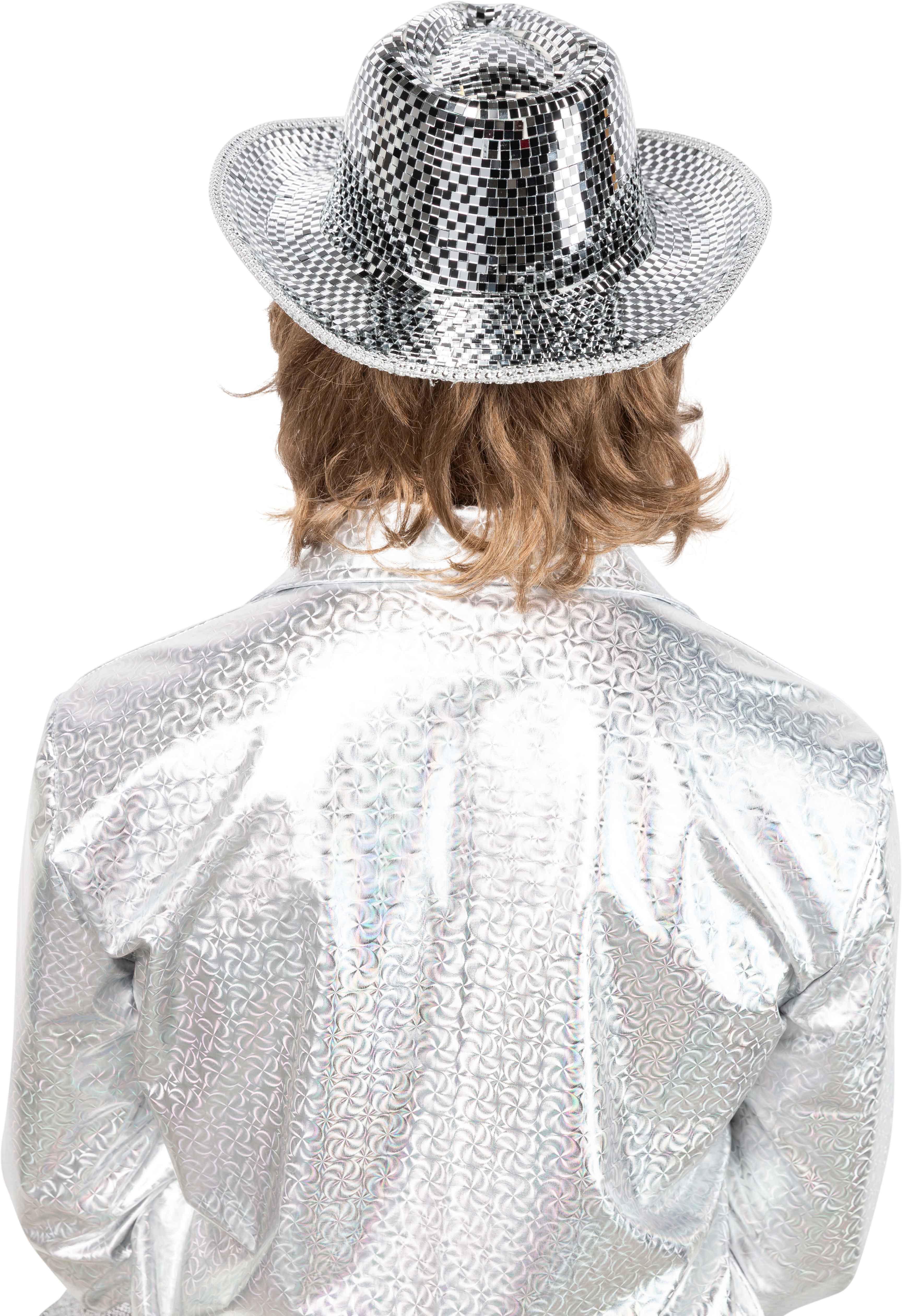 Cowboy hat with disco ball, black-silver
