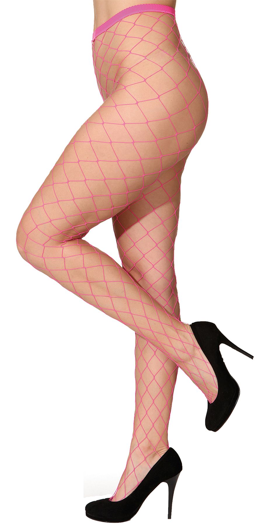 Tights, large netting, neon pink