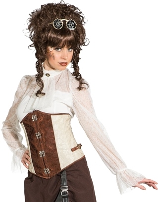 Steampunk underbust corset, cream-brown