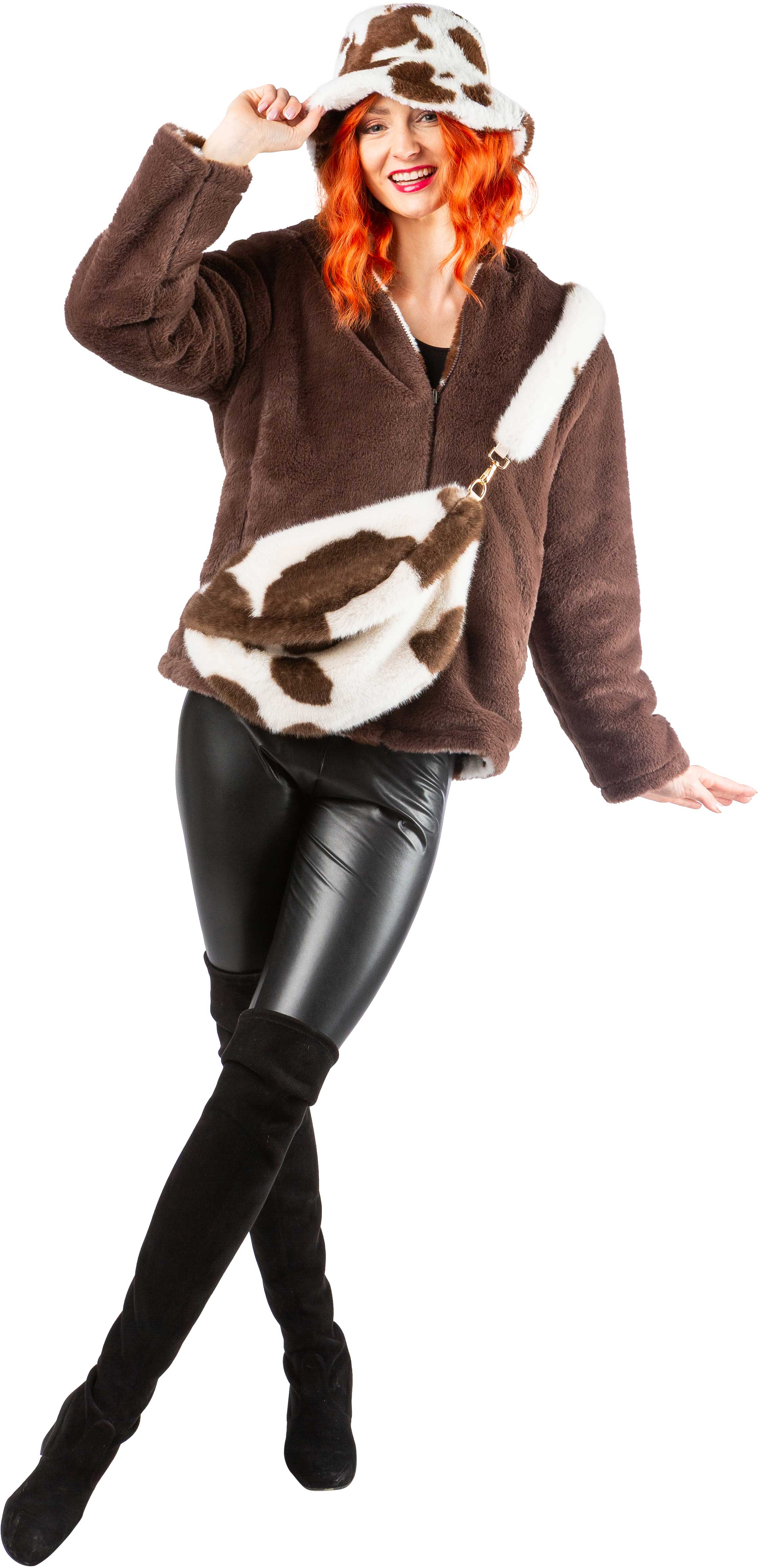 Wendejacke Kuh, braun/weiß