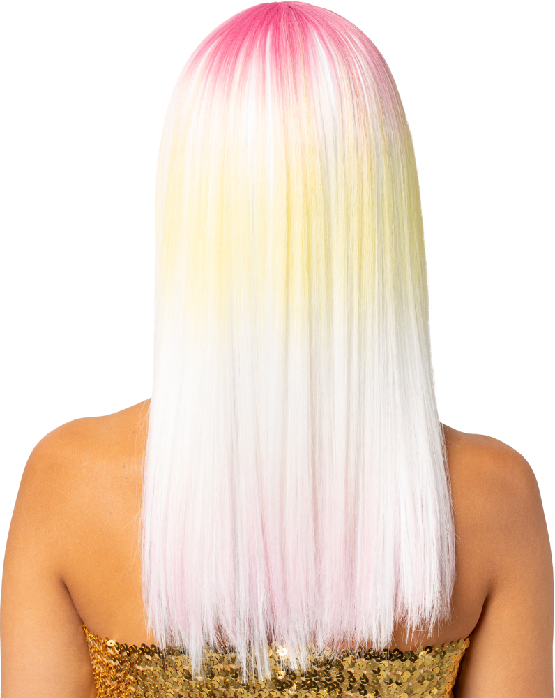 Perruque à cheveux longs avec dégradé de couleurs 