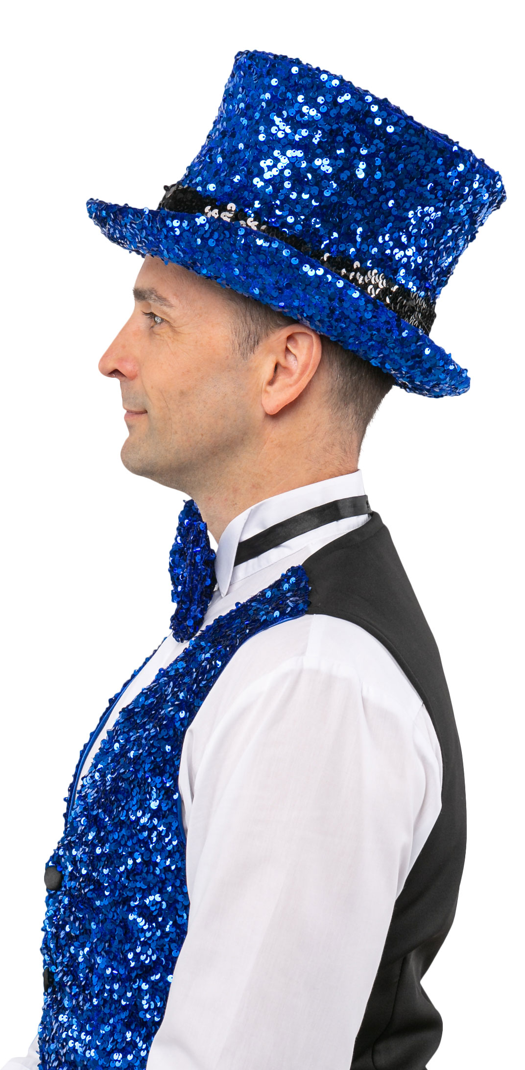 Glitter cylinder for men, blue