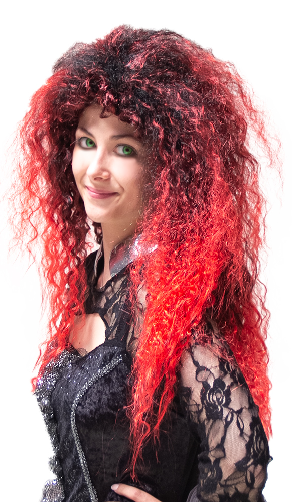 Perruque de sorcière, rouge-noir 