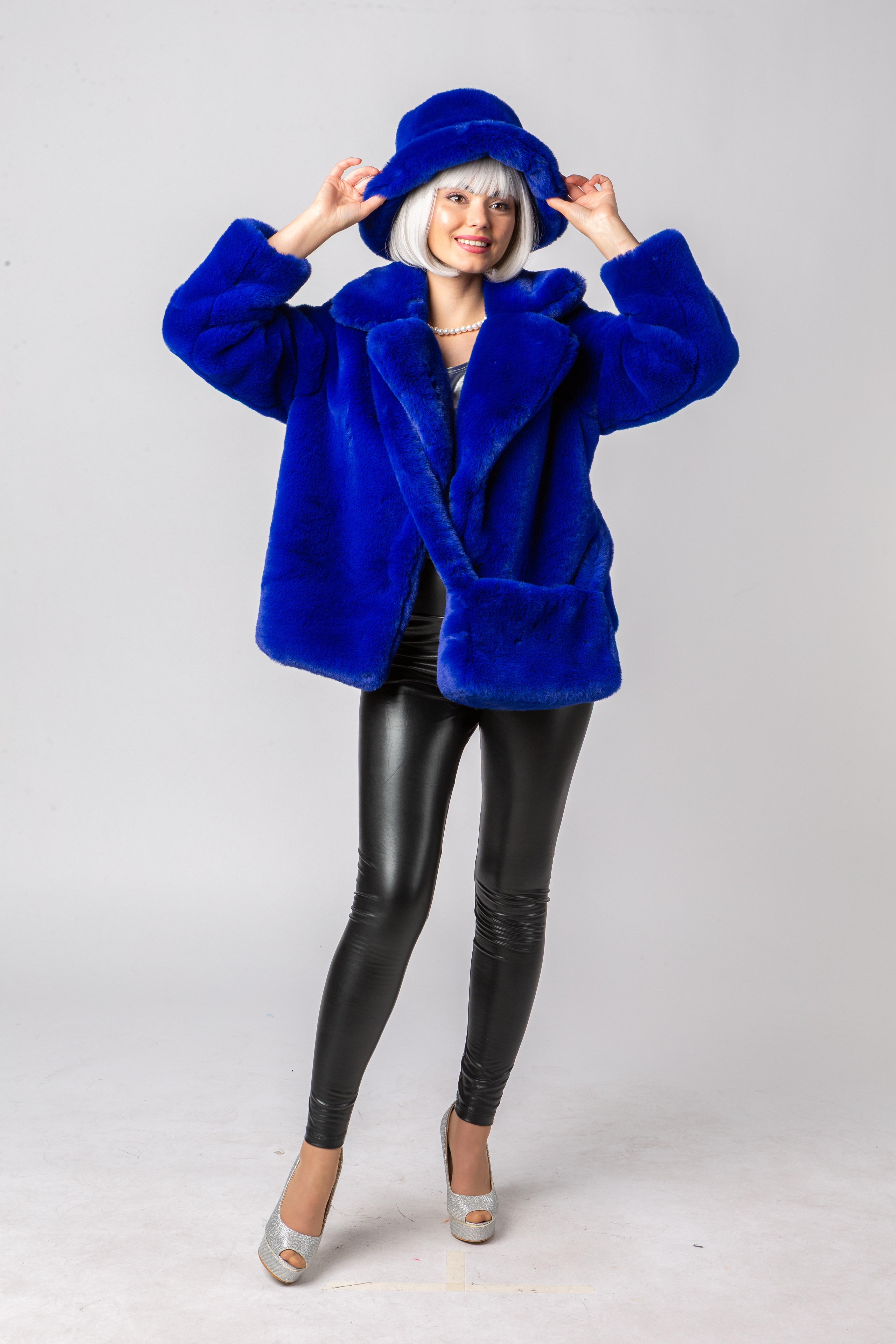 Plüschjacke, blau