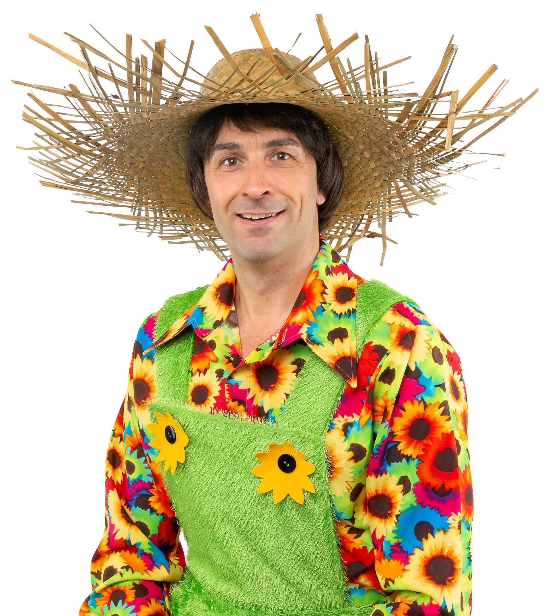 Straw hat with long fringes, unisex (without band)