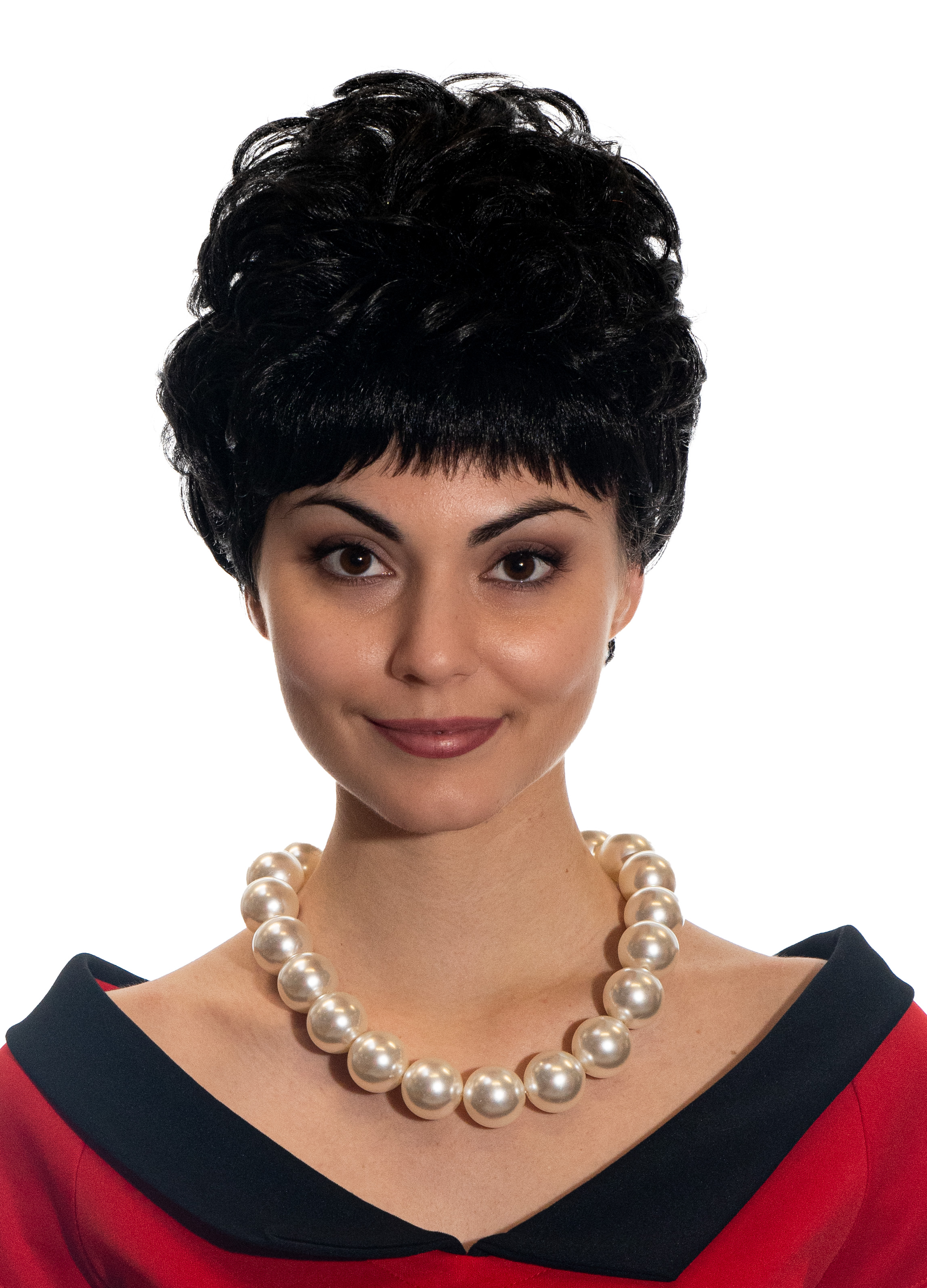 50er Damenfrisur, kurz, hochtoupiert, schwarz