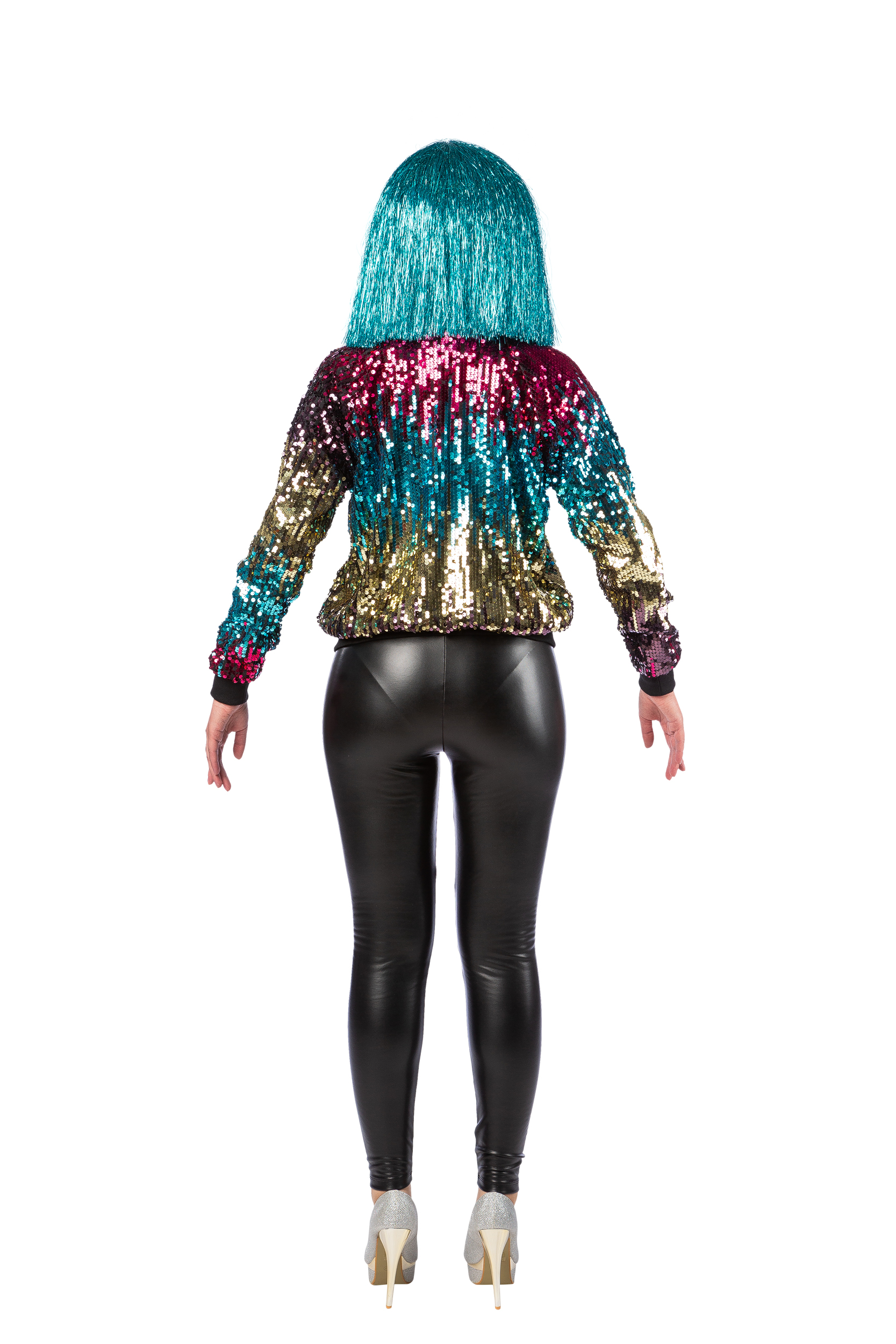 Paillettenjacke Disco Regenbogen 38/40