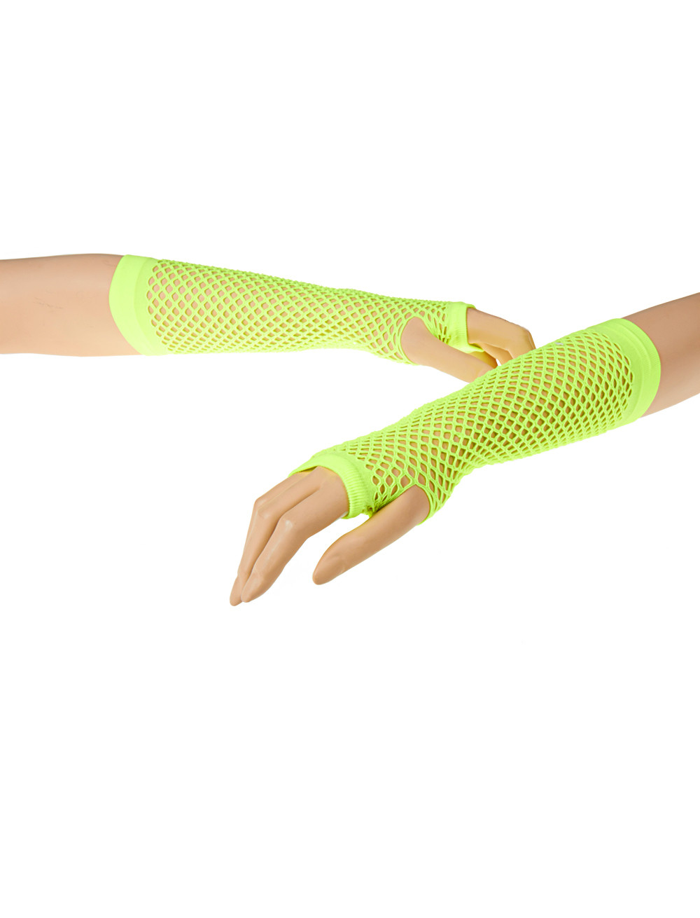 Net gloves, fingerless, short neon green