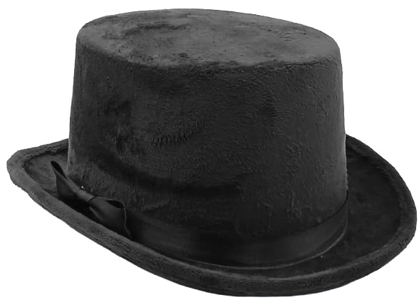 Zylinder Samt flach, schwarz