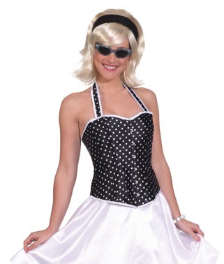 Corsage rock'n roll noir, blanc pointillé - Sale