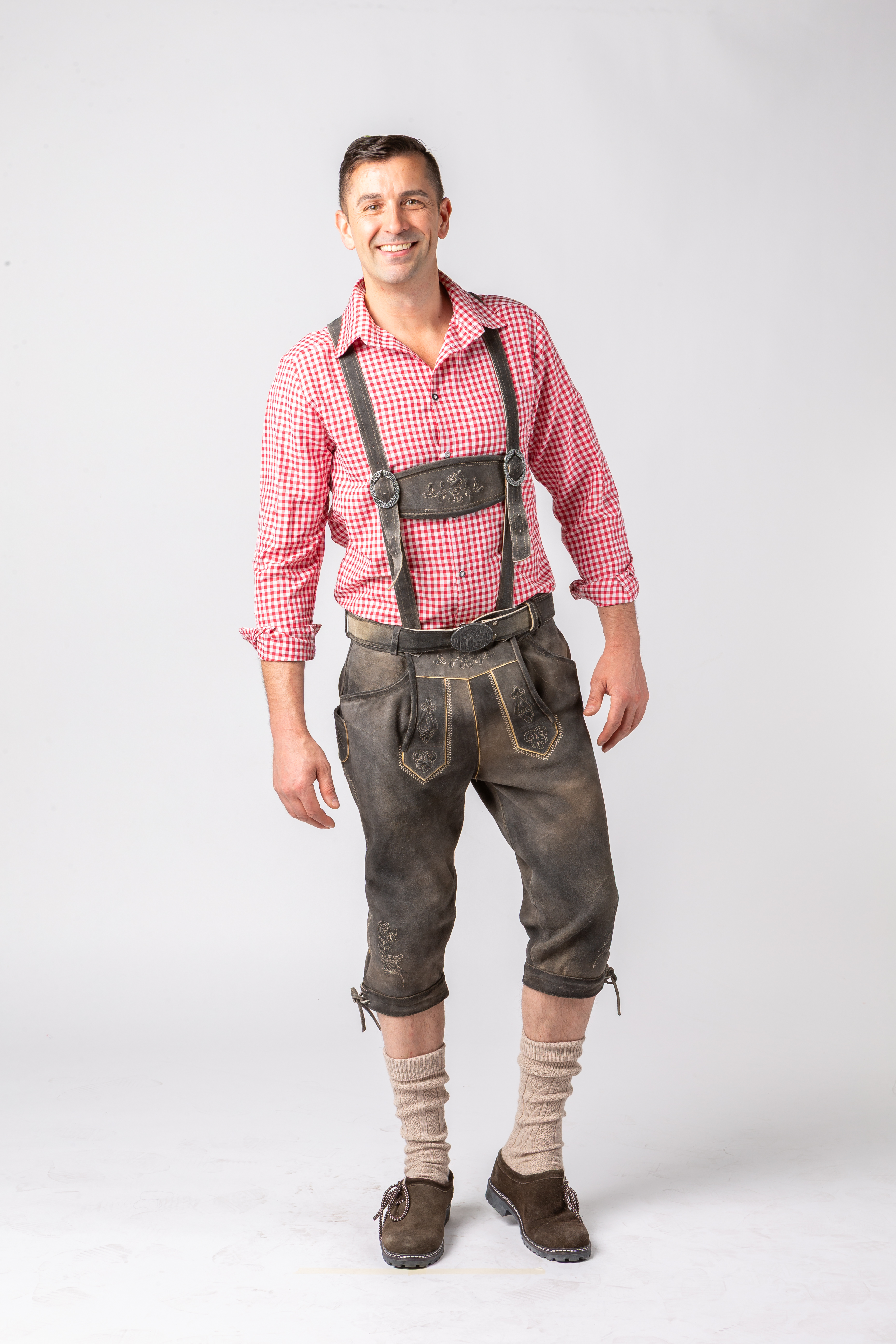 Pantalon genou en cuir, vachette, gris pierre