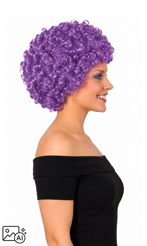 Perruque petites boucles, violet - Sale