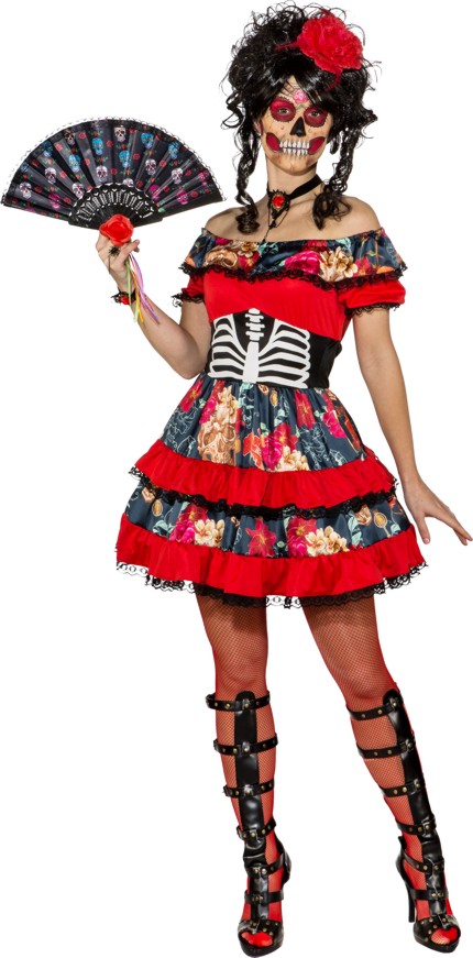 Kleid mit Totenköpfen und Spitze