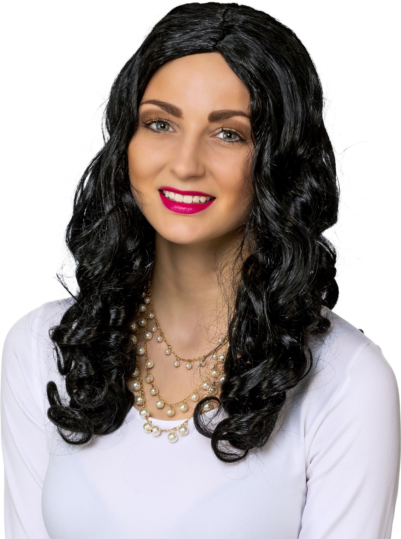 Curly Wig middle parting, black