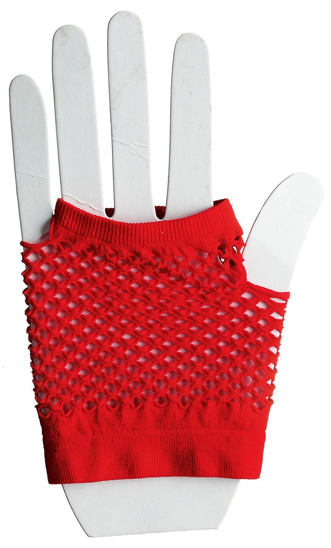 Mesh short gloves fingerless, red
