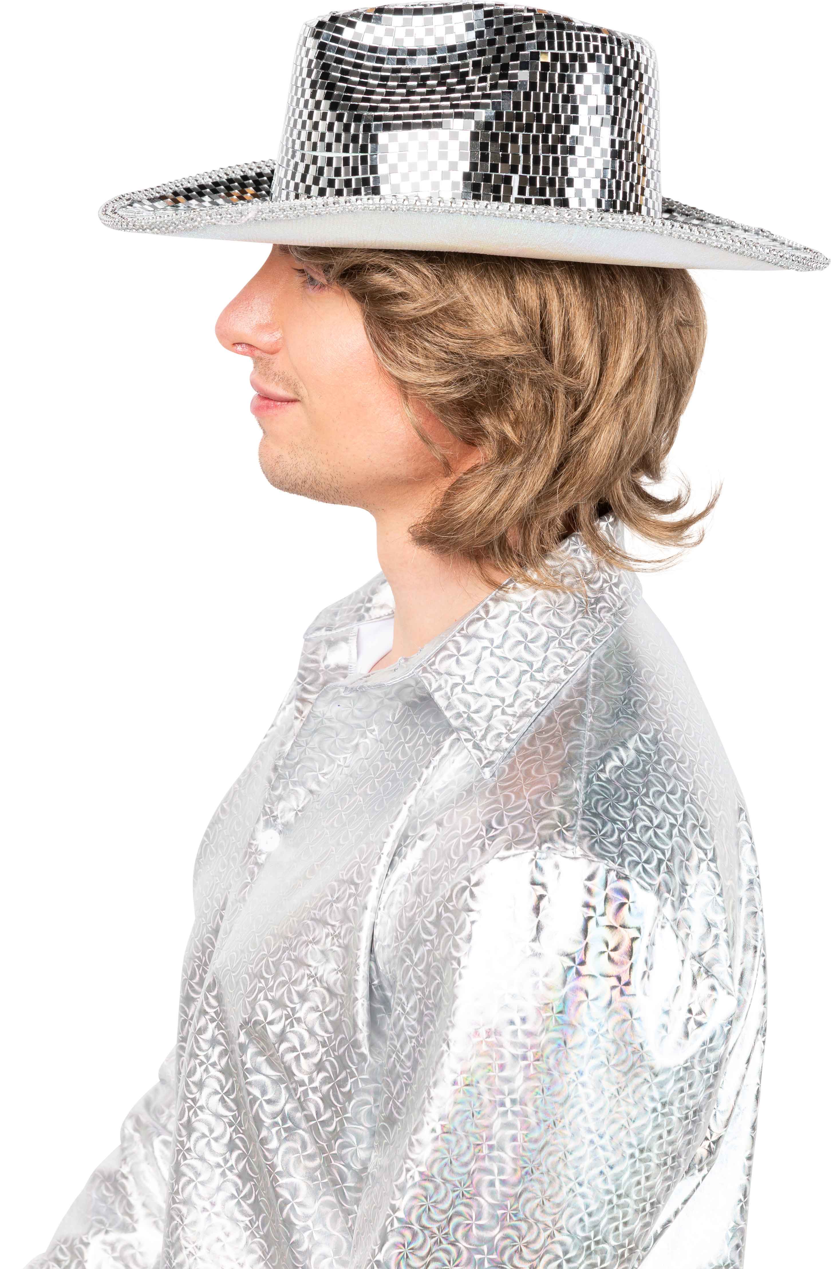 Cowboy hat with disco ball, black-silver