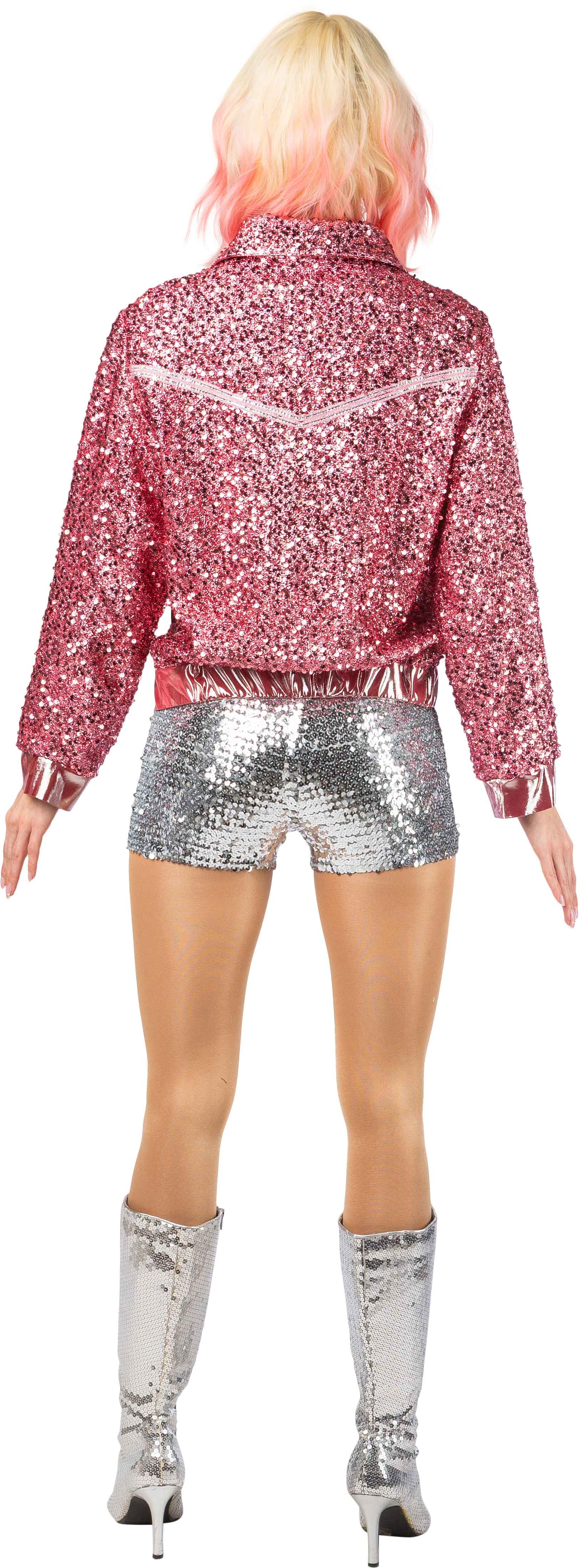 Sequin bomber jacket, pink