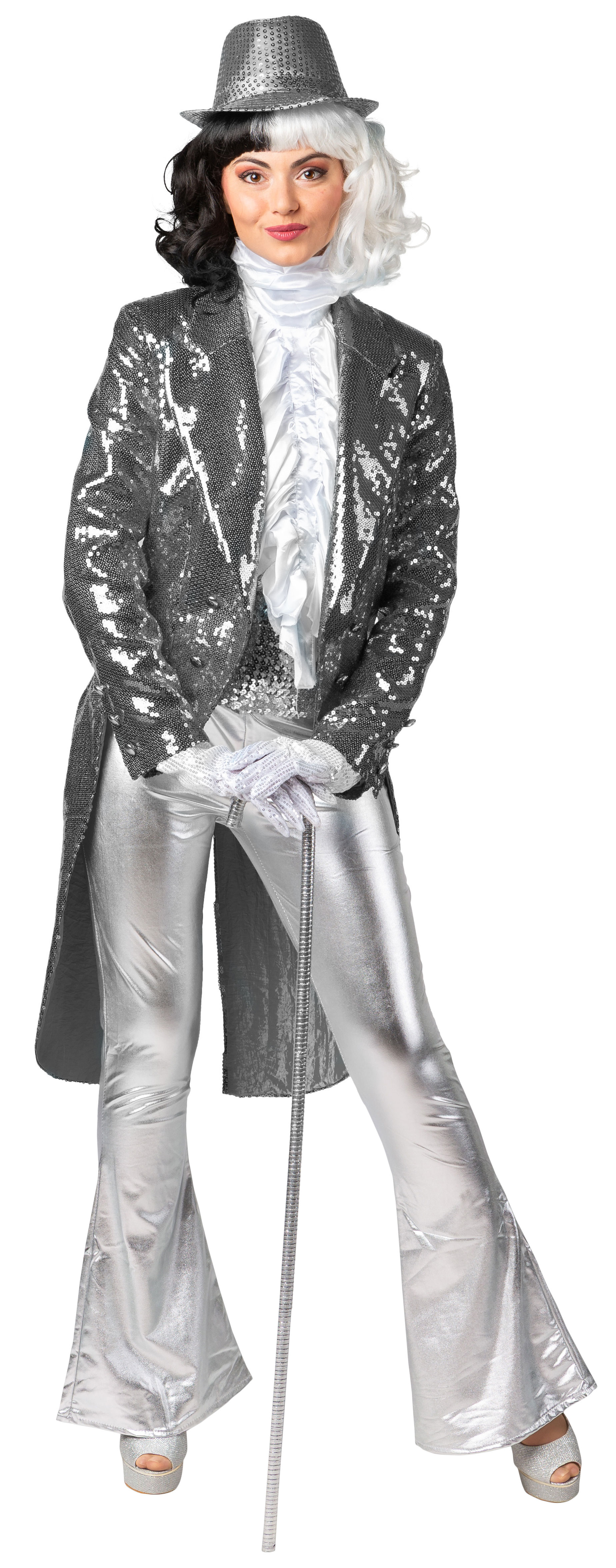Women's tailcoat with sequins, silver