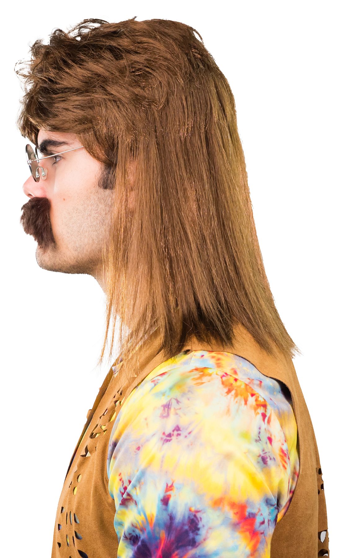 Perruque homme des années 80 avec moustache
