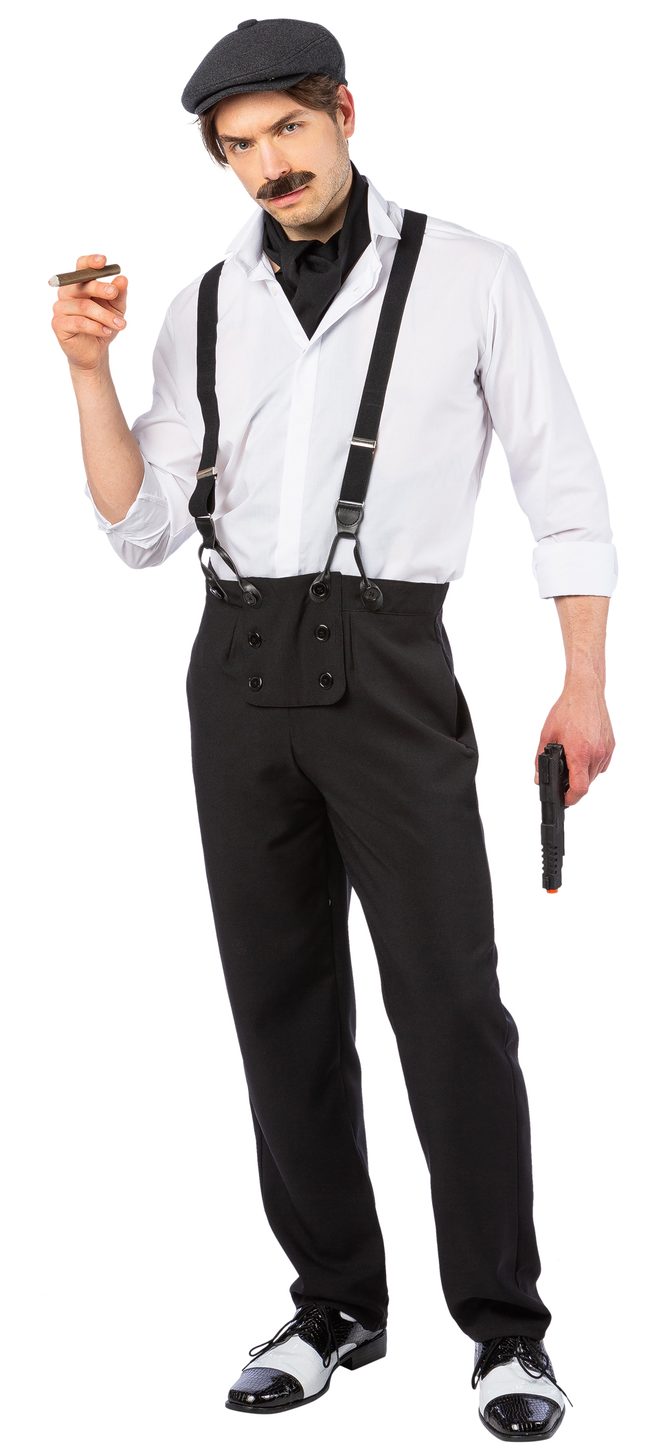 Pantalon à bretelles des années 20, noir 