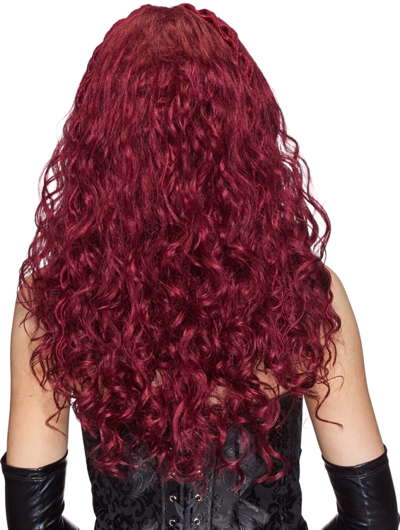 Ladies' braided wig, medium burgundy