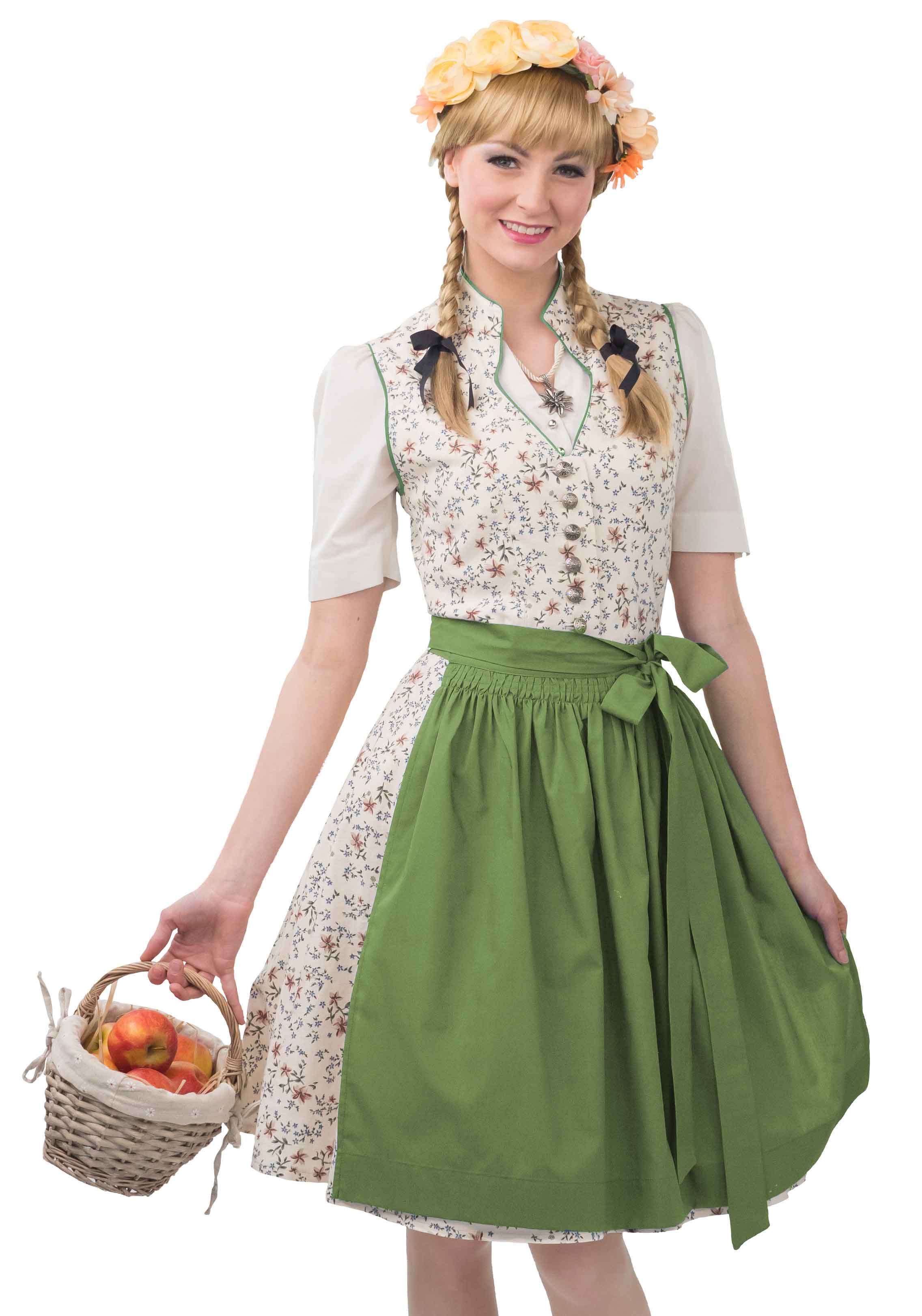 Costume tyrolienne midi, beige/vert