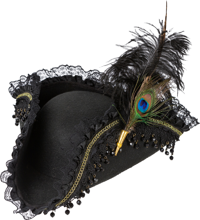 Chapeau tricorne en plume de paon 