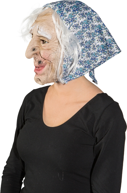Masque de sorcière avec foulard et cheveuxx