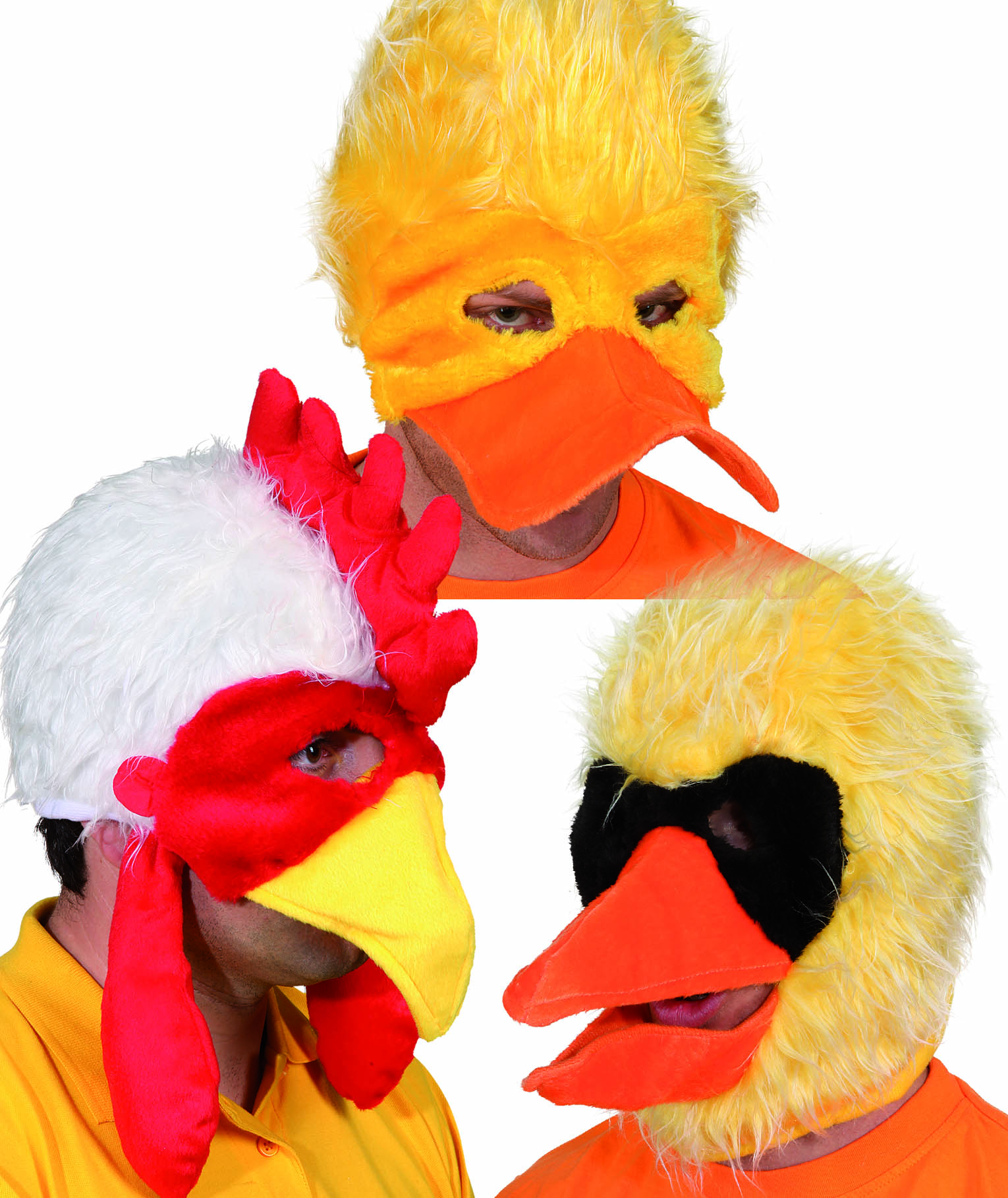 Plüschmaske Ente/Vogel/Hahn