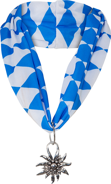 Foulard, blanc/bleu avec pendentif blanc-noble