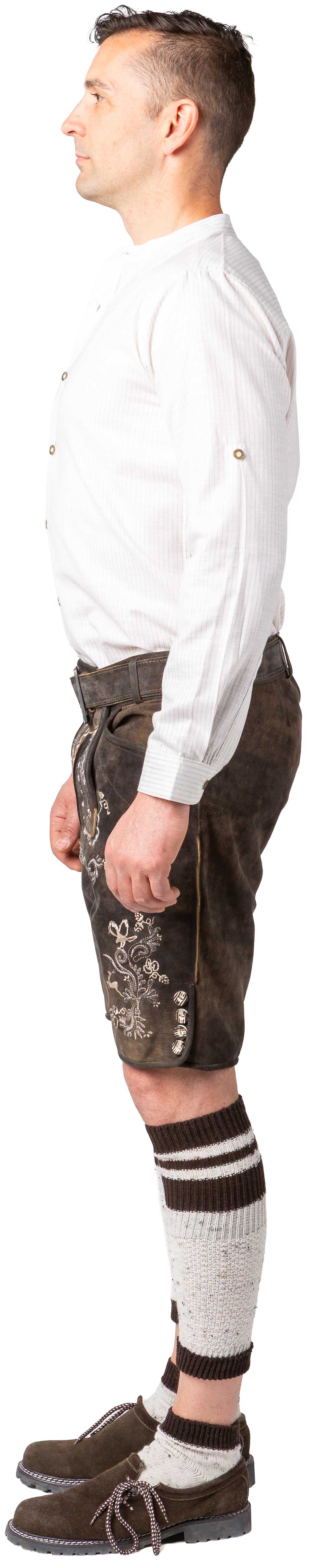 Pantalon en cuir court, marron antique