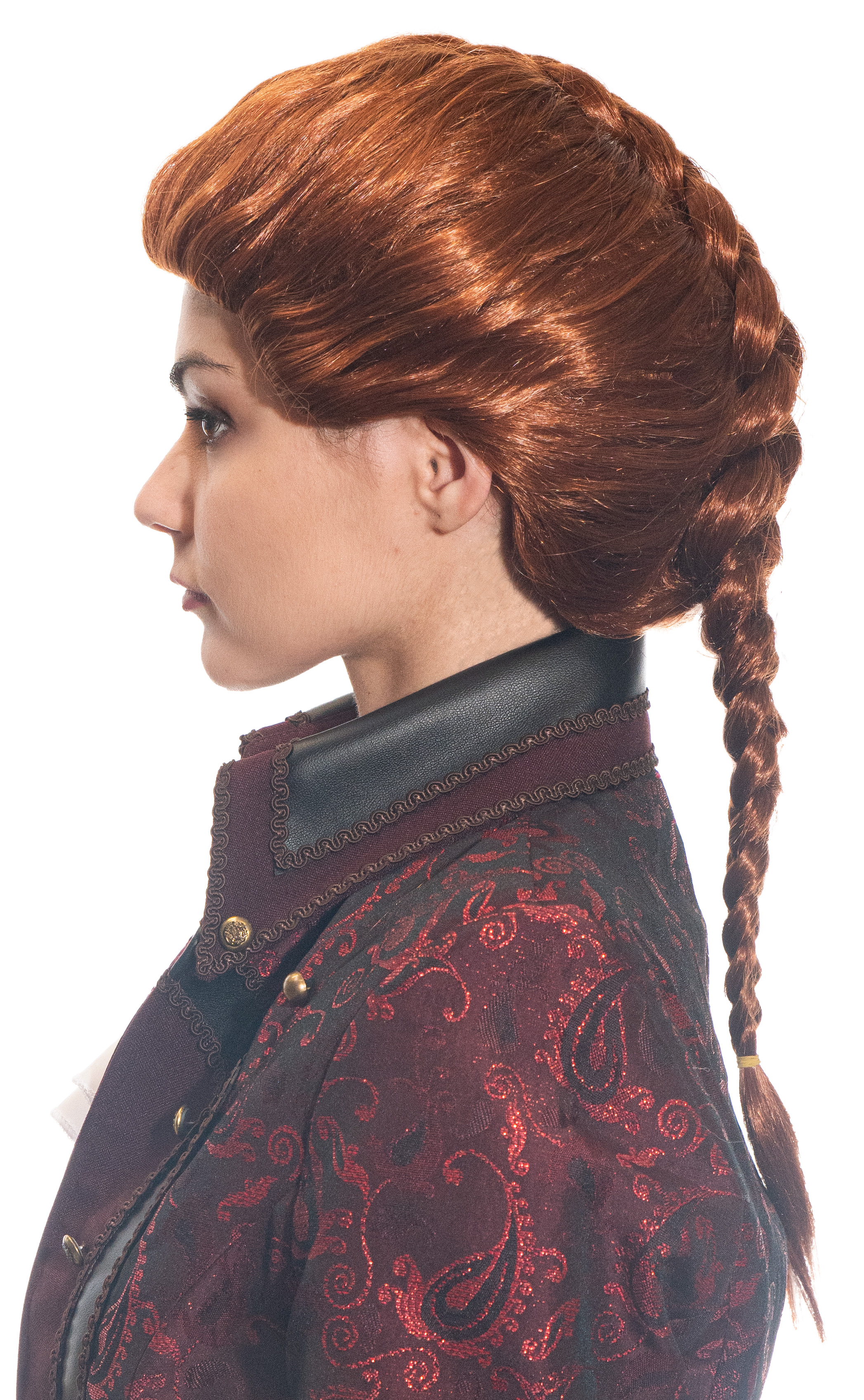 Braid hairstyle wig, women, red-brown