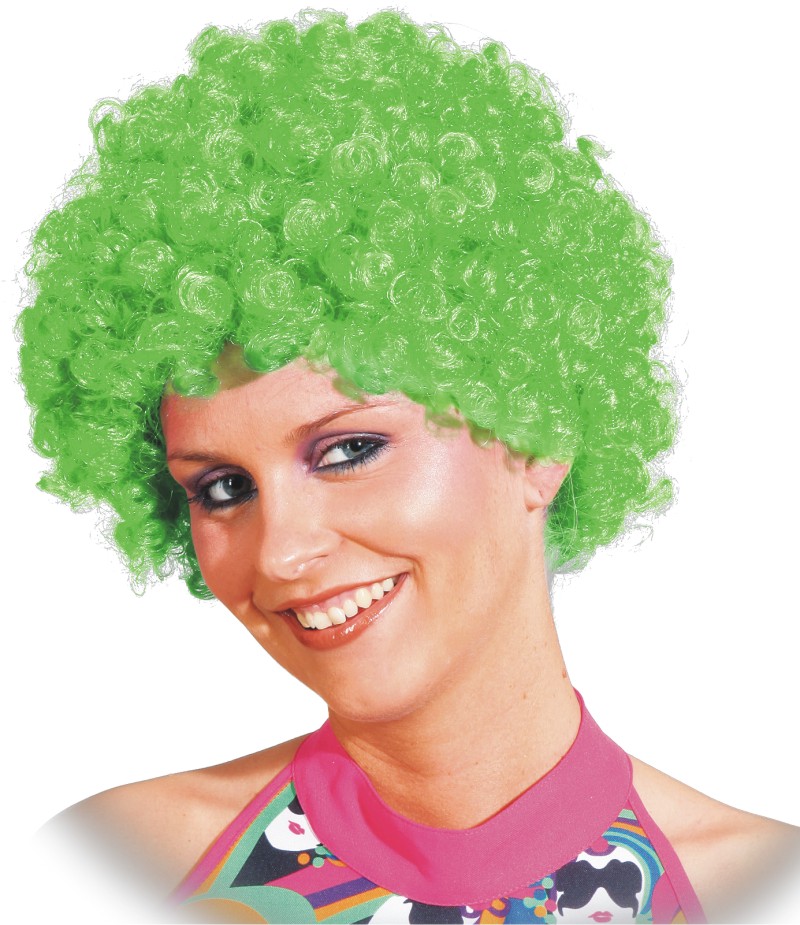 Small curl wig, neon-green