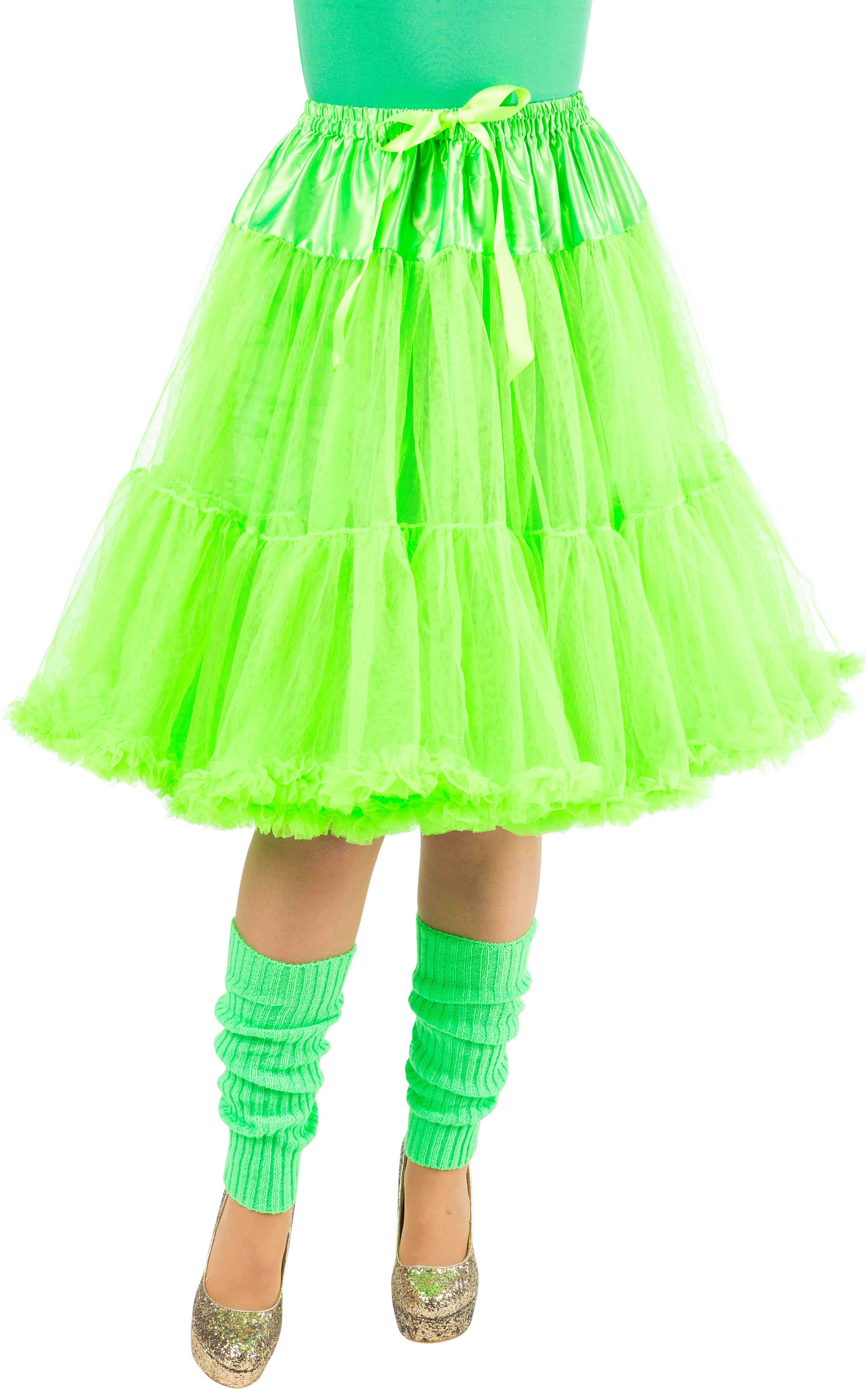 Long petticoat with a frill, neon green