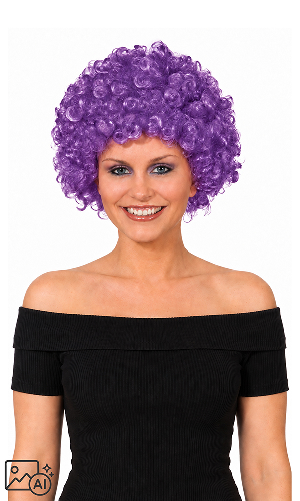Perruque petites boucles, violet - Sale