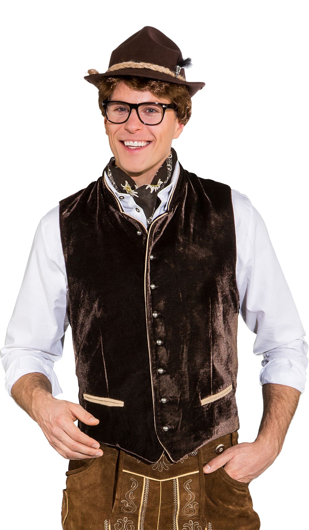vest bavarian style,brown (velvet with lining)