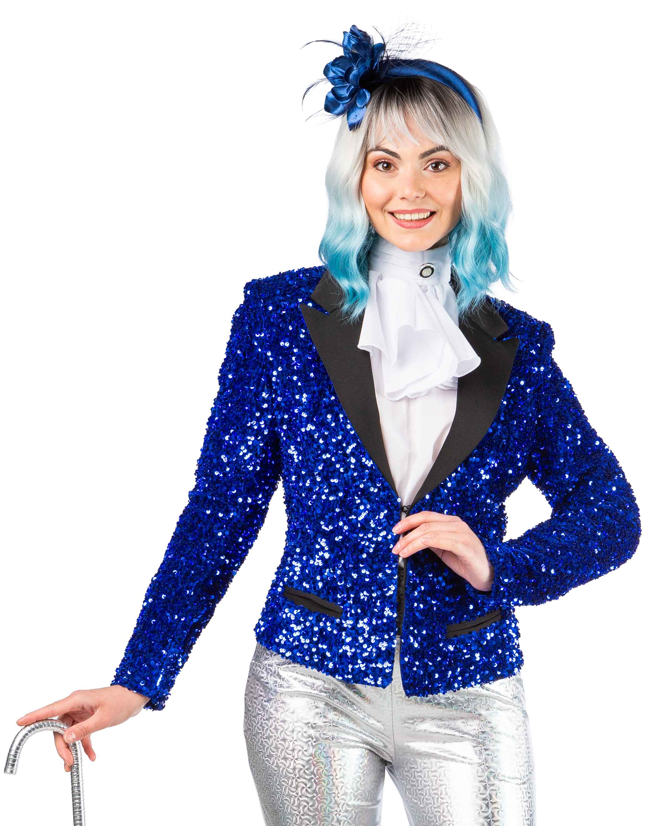Women's sequinned jacket, blue