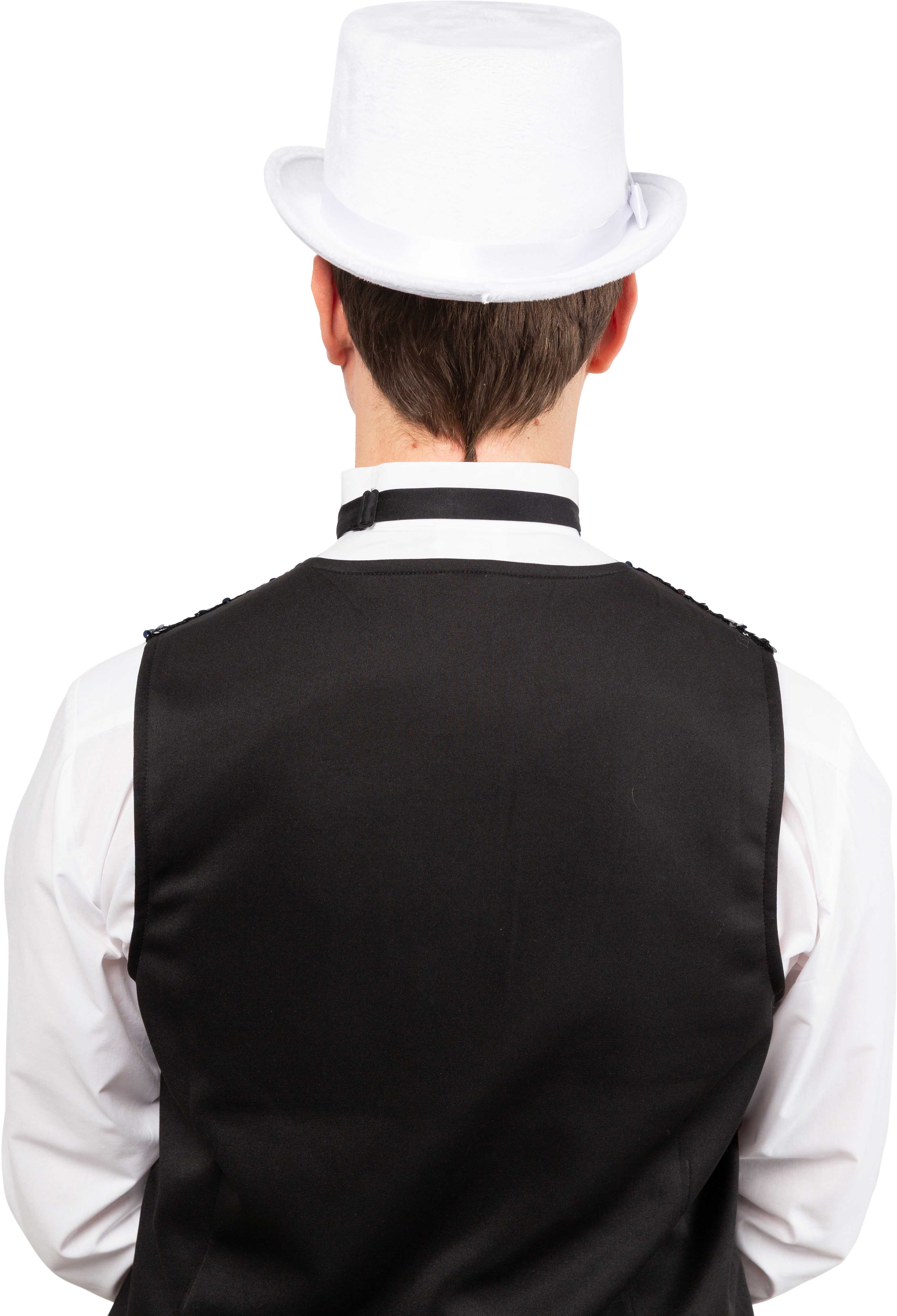 Zylinder Samt flach, weiß