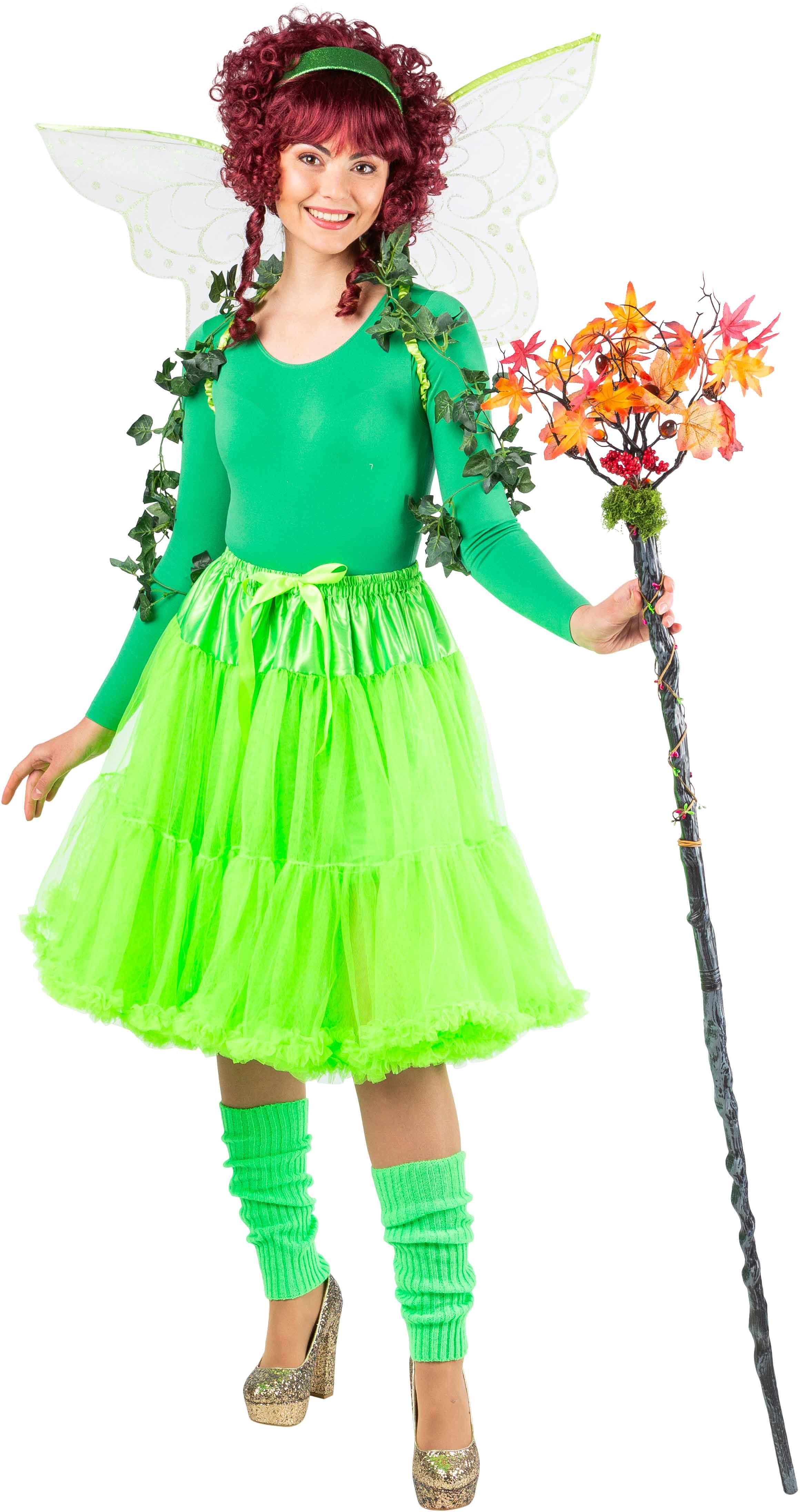 Long petticoat with a frill, neon green