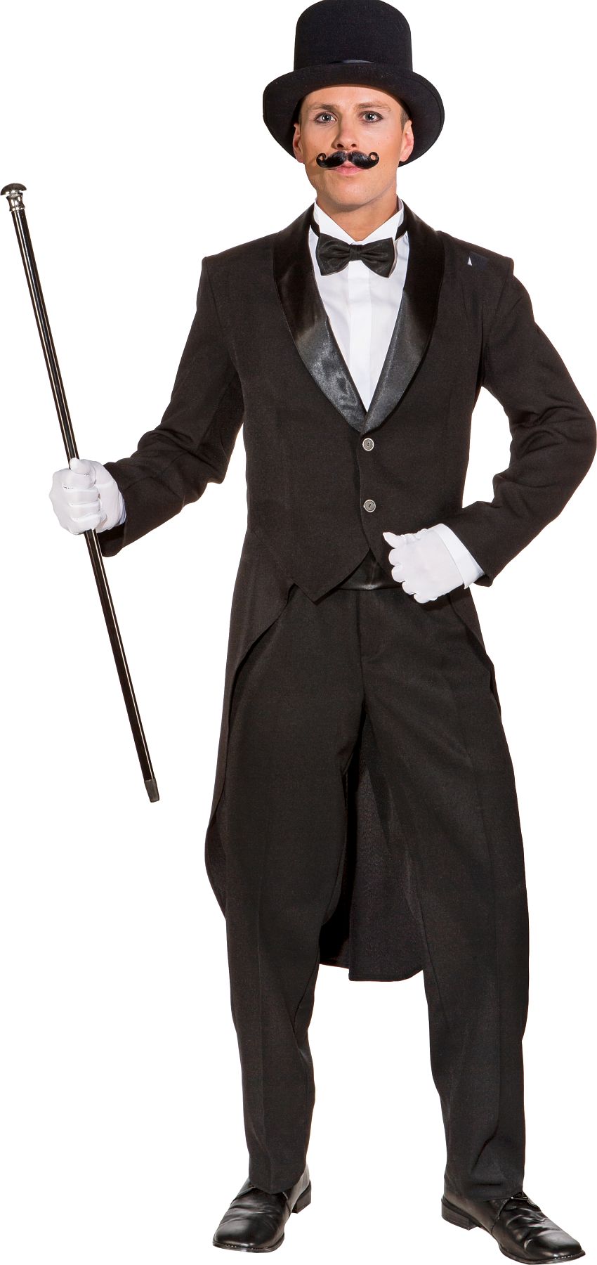 Men's show tailcoat with satin shawl collar, black