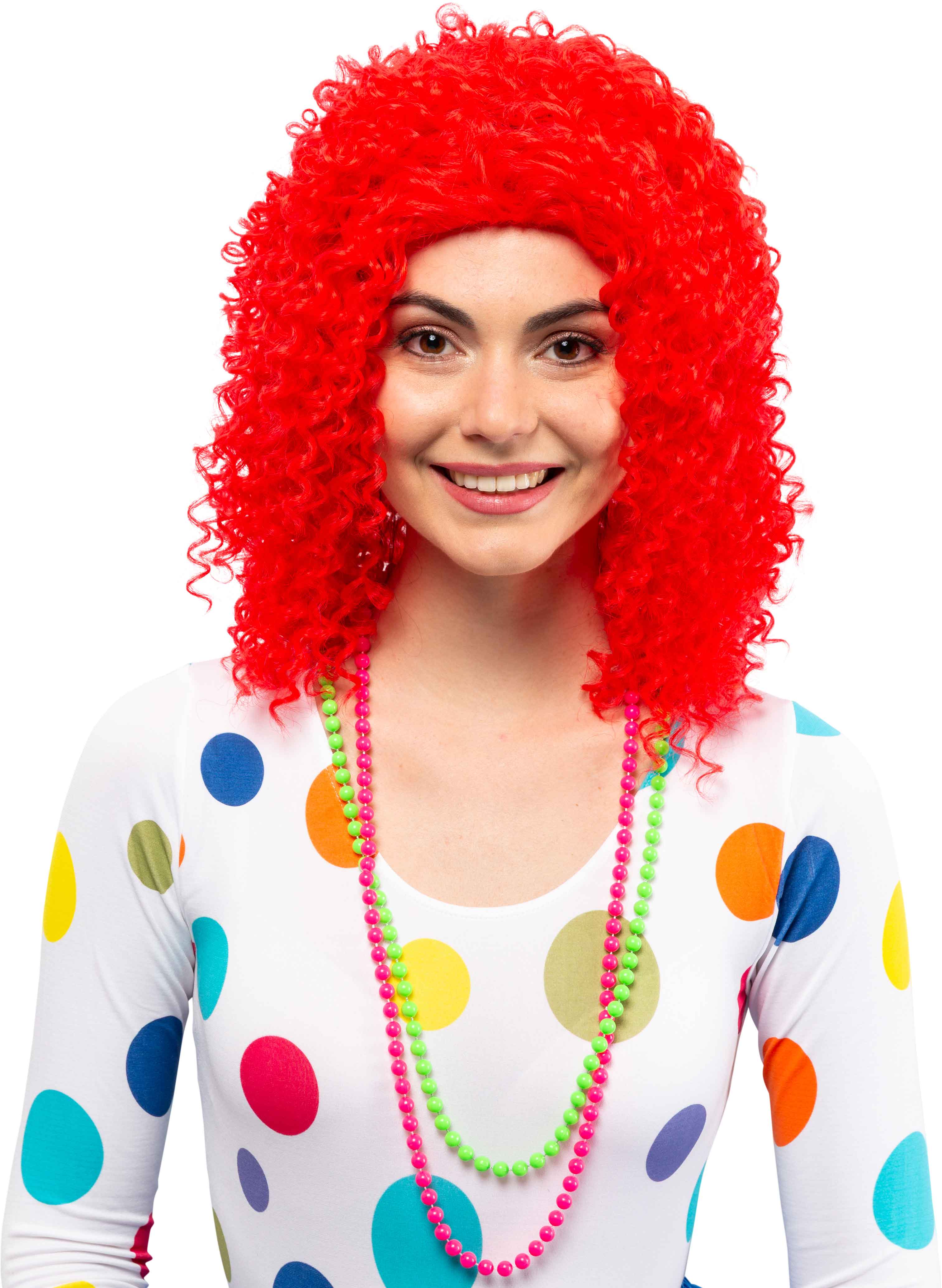 Maiden curly wig, red