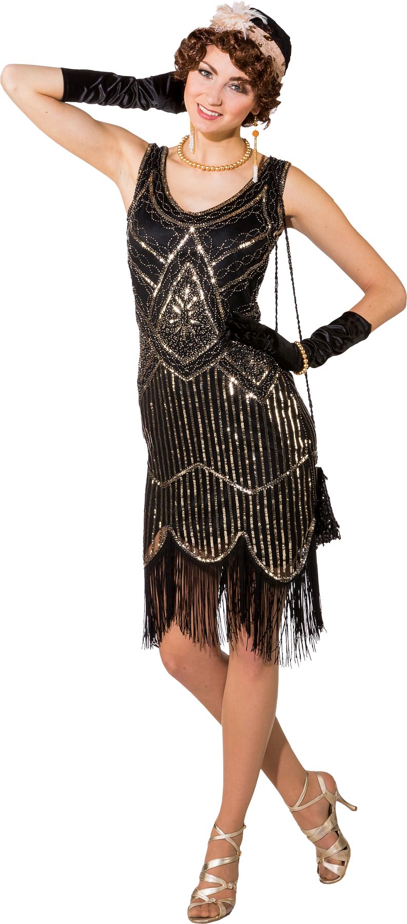 Robe des années 20, noire-argentée