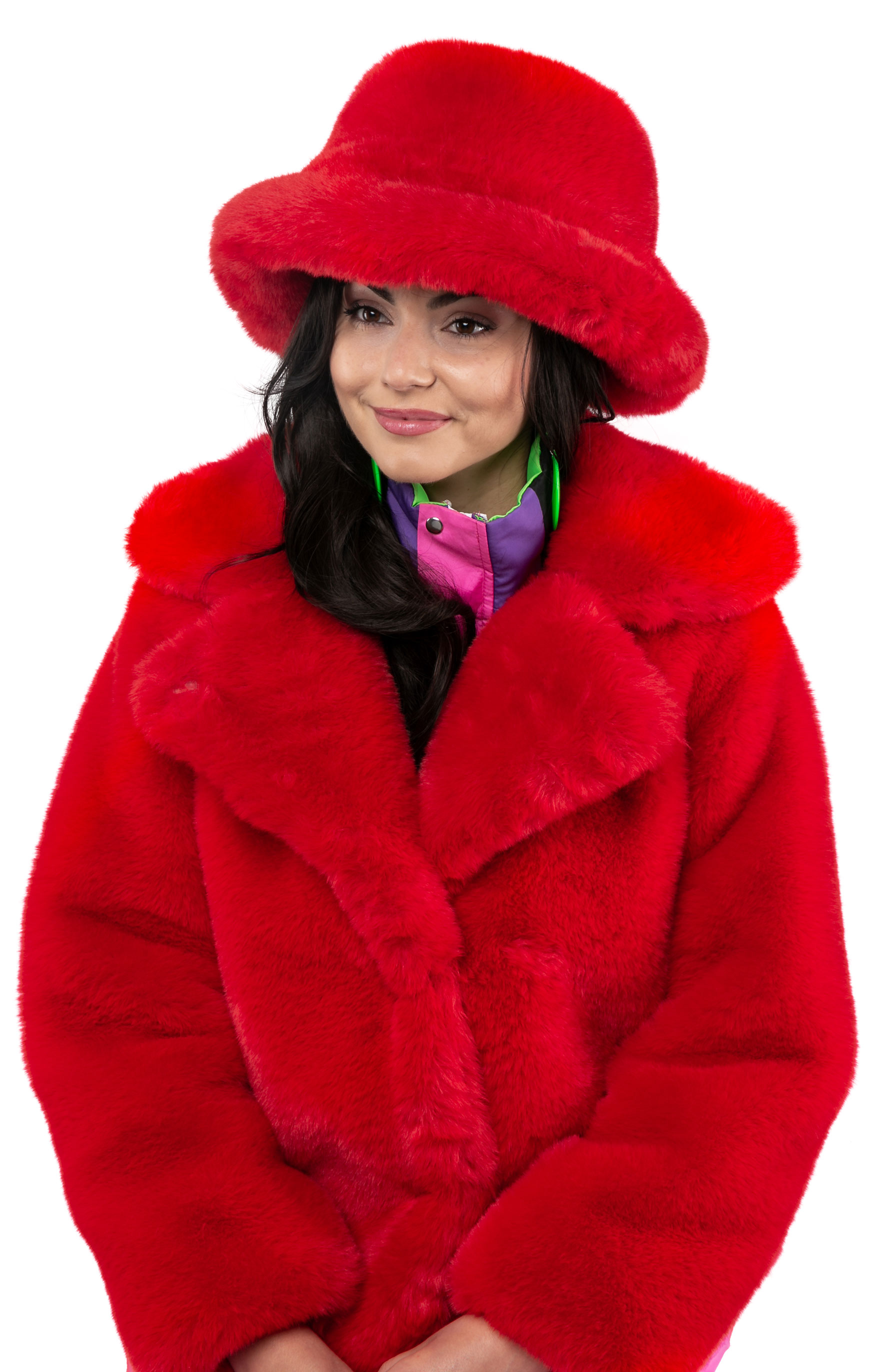 Fischermütze Plüsch, Rot